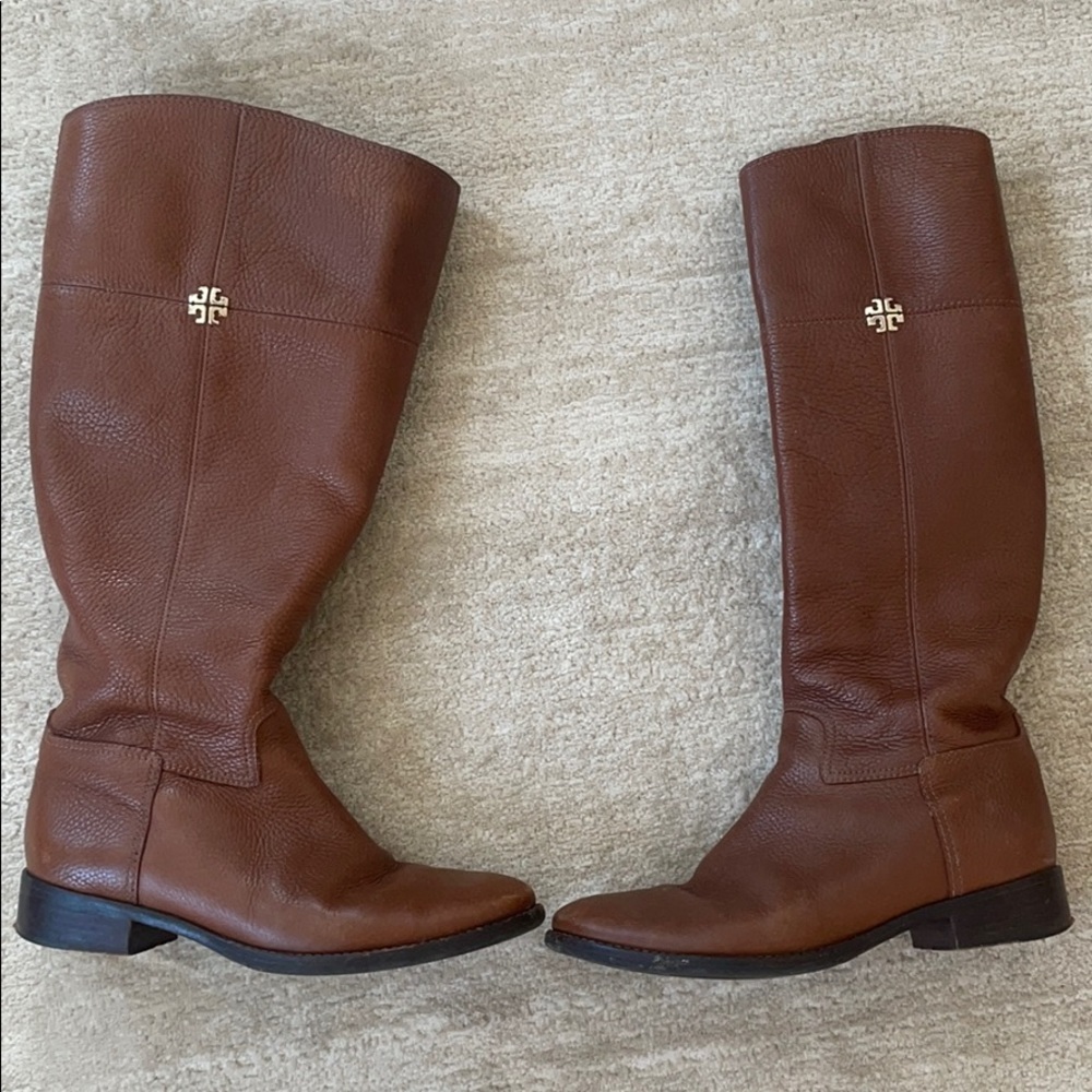 Tory Burch Camel Leather Riding Boots